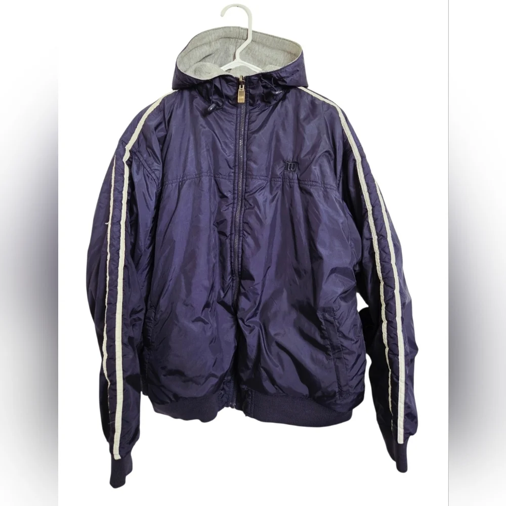 Y2K Wilson Reversible Windbreaker Track Jacket Mens XL Blue Gray VTG Full-zip‎